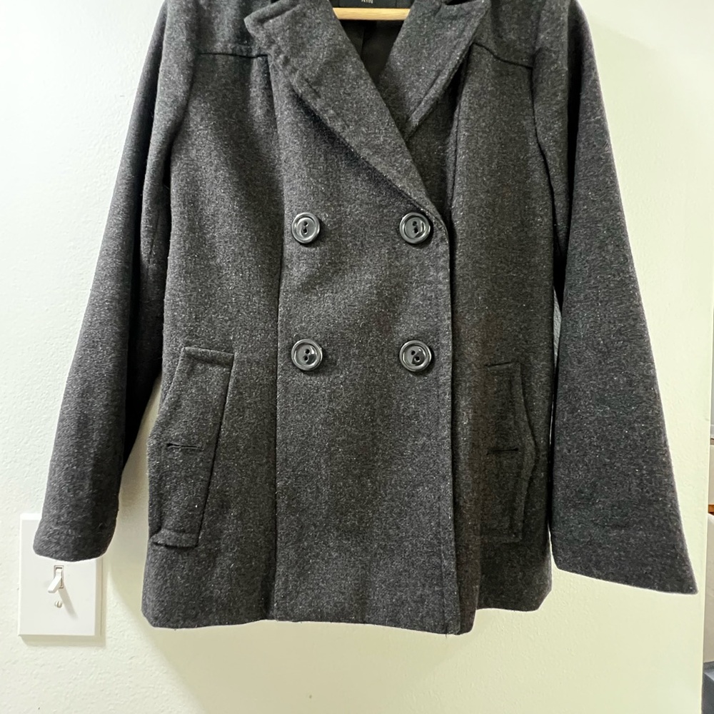 Banana Republic Charcoal Double-Breasted Pea Coat